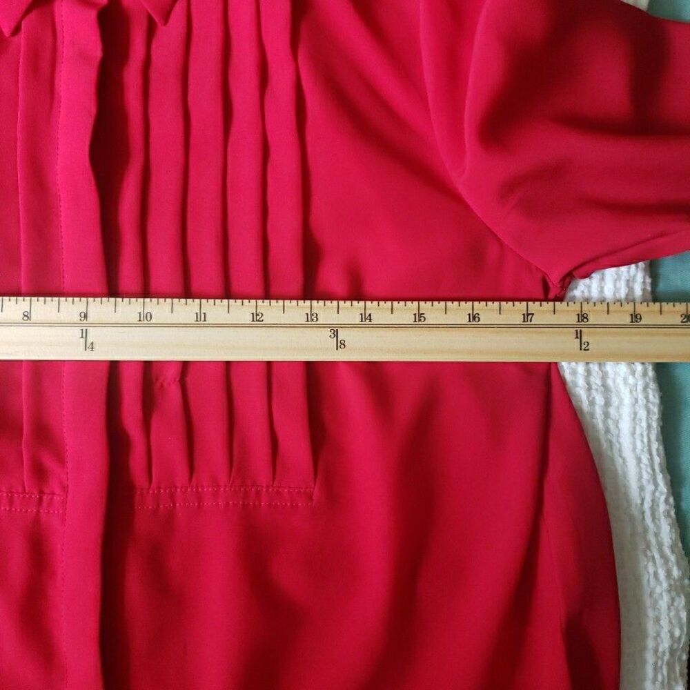 Talbots Shirt Red Pleated Rhinestone Elegant Holiday Party Blouse Top Women Sp - Picture 9 of 9